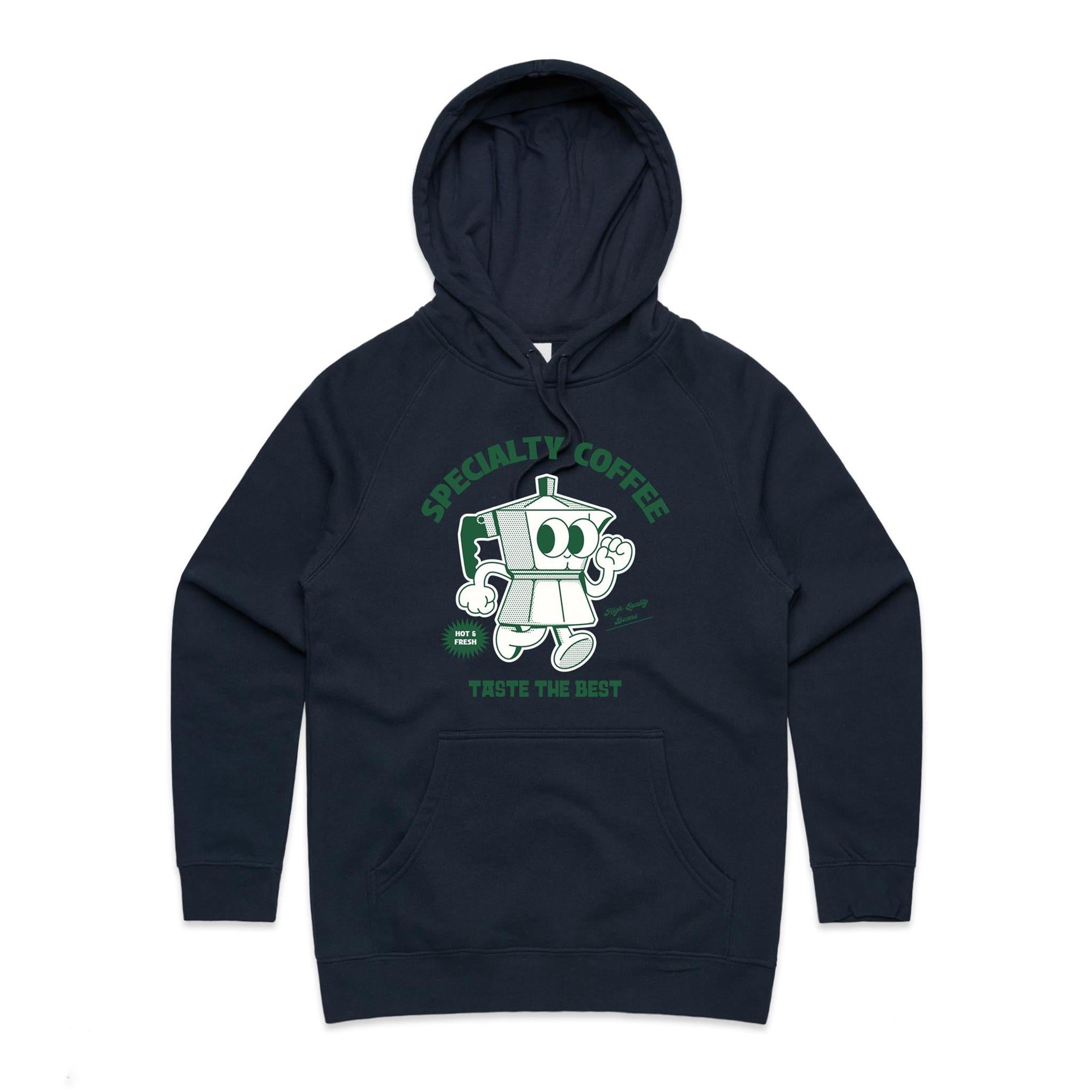 Specialty Coffee - Womens Hoodie Navy Womens Hoodie Coffee Printed In Australia