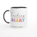 Personalise - Teaching Fills My Heart - 11oz Ceramic Mug White 11oz Ceramic Mug with Color Inside Ceramic Black Personalised 11oz Mug