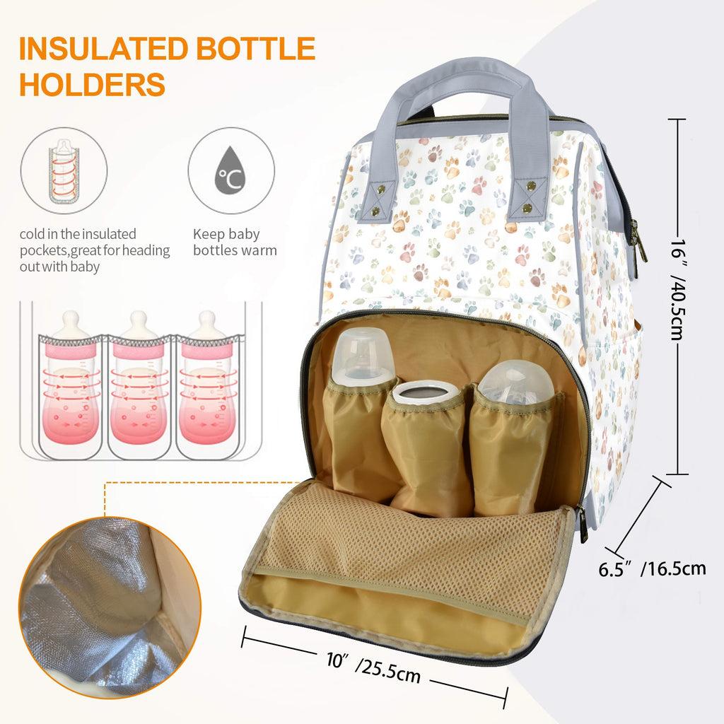 Paw Print Multi-Function Backpack, Nappy / Diaper Bag Multi-function Backpack, Nappy / Diaper Bag animal Printed Offshore