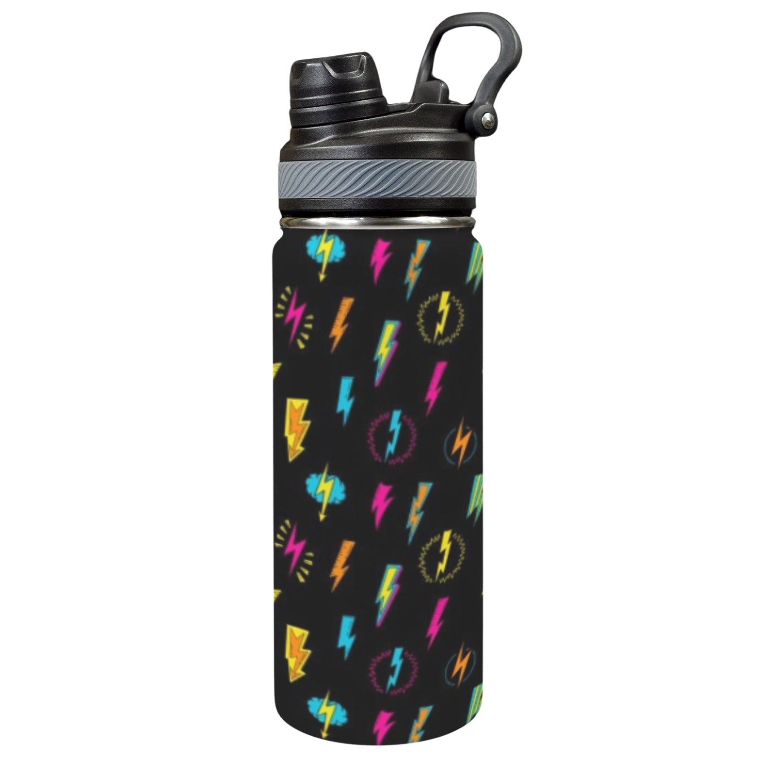 Fun Lightning - Insulated Water Bottle with Dual-Use Lid (18oz) One Size Insulated Water Bottle with Dual-Use Lid (18oz) comic Printed Offshore