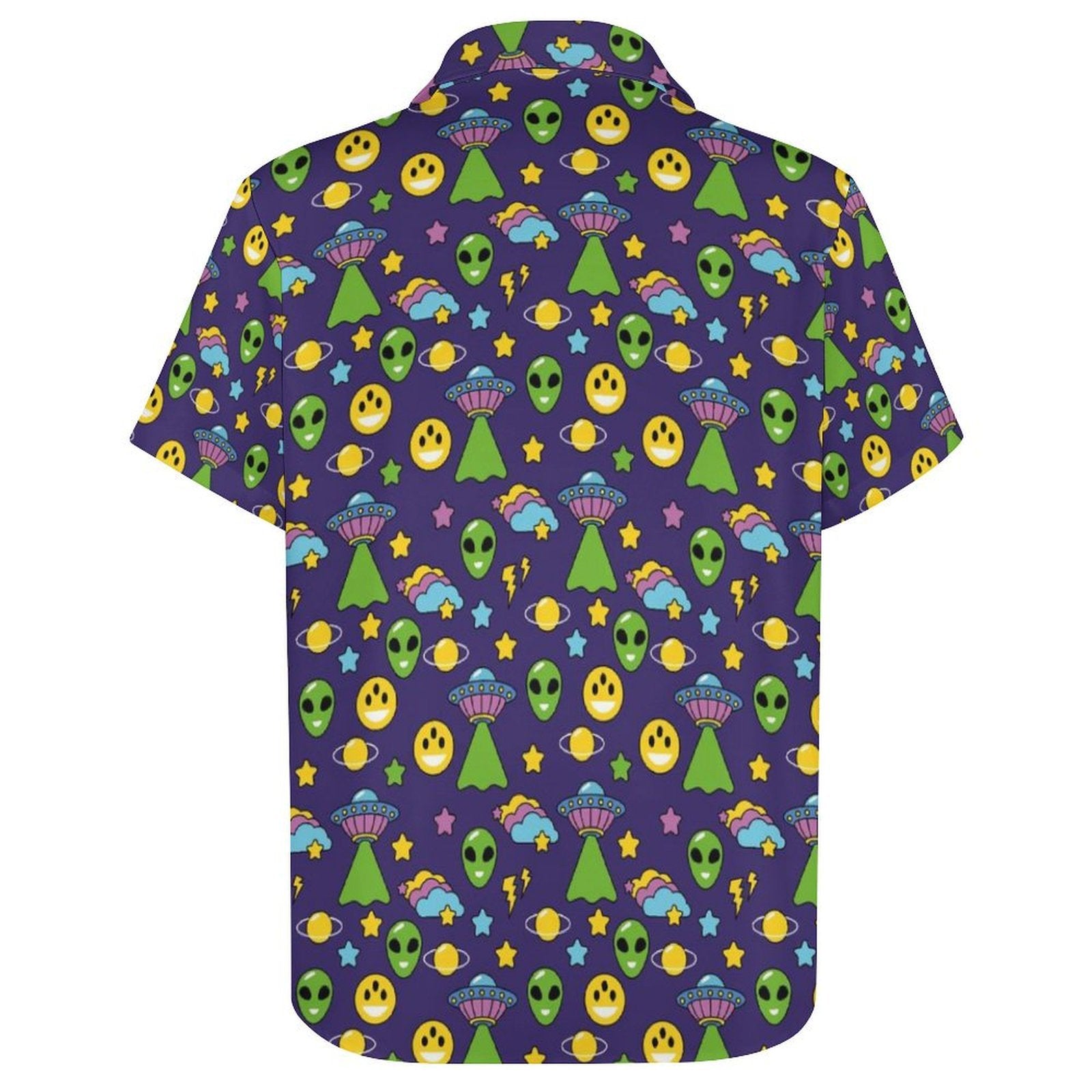 Groovy Alien And UFO Women's Short-Sleeve Button Up Shirt