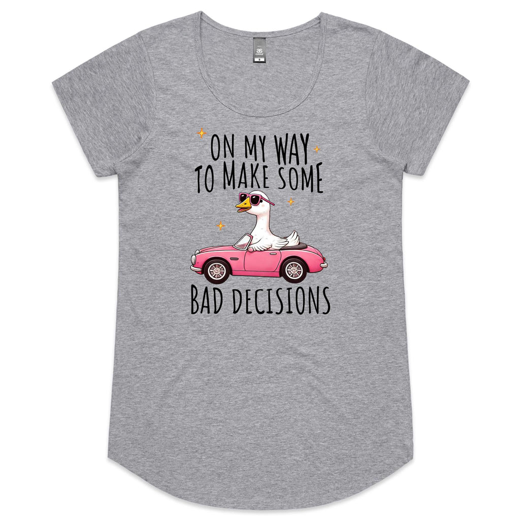 On My Way To Make Some Bad Decisions - Womens Scoop Neck T-Shirt Grey Marle Womens Scoop Neck T-shirt animal Printed In Australia