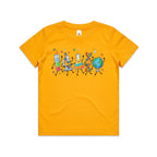 Science Characters Kids AS Colour T-shirt Gold Kids Youth T-shirt Printed In Australia Science