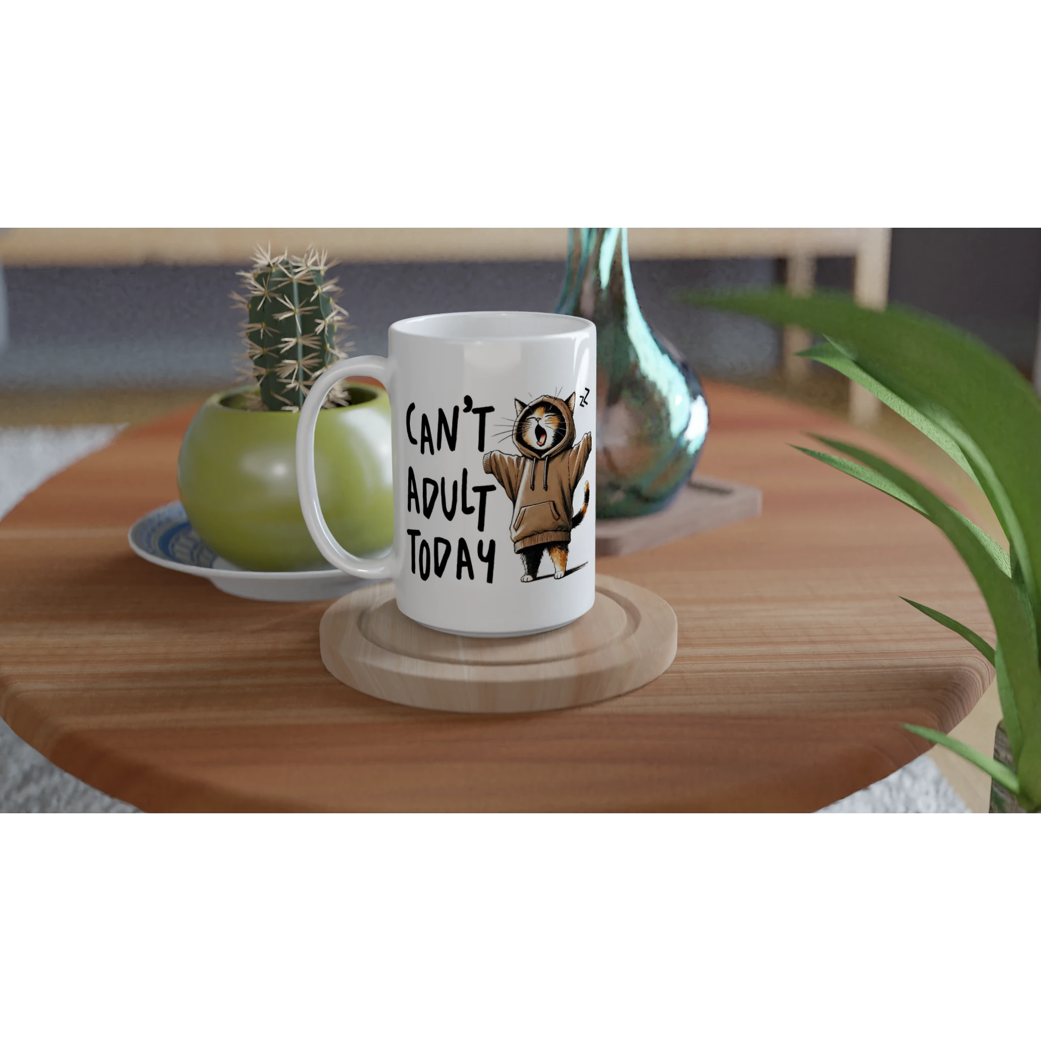 Personalise - Can't Adult Today - White 15oz Ceramic Mug Personalised 15oz Mug animal Globally Fulfilled