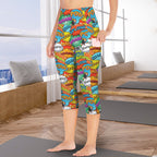 Comic Book 2 Women's High Waist Pocket Capri Yoga Leggings Women's High Waist Capri Yoga Leggings comic Printed Offshore