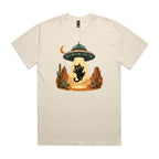 Black Cat Alien UFO Abduction AS Colour Heavy Faded Tee Faded ecru Heavy Faded T-shirt animal Printed In Australia Sci Fi
