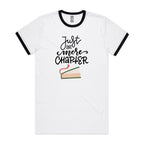Just One More Chapter, Books - Staple Ringer Tee White Black Ringer T-Shirt Printed In Australia Reading