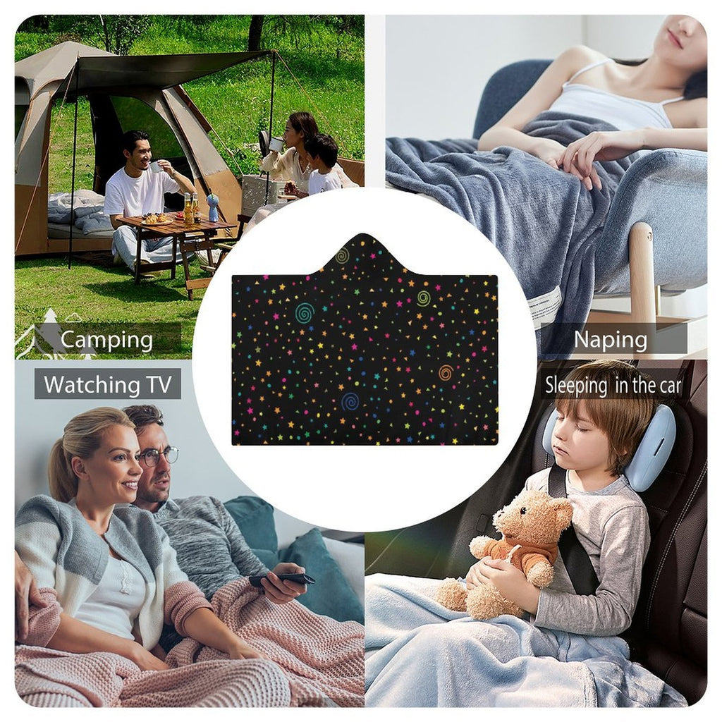 Stars And Swirls Kids Hooded Blanket 100cm x 130cm Kids Hooded Blanket Printed Offshore