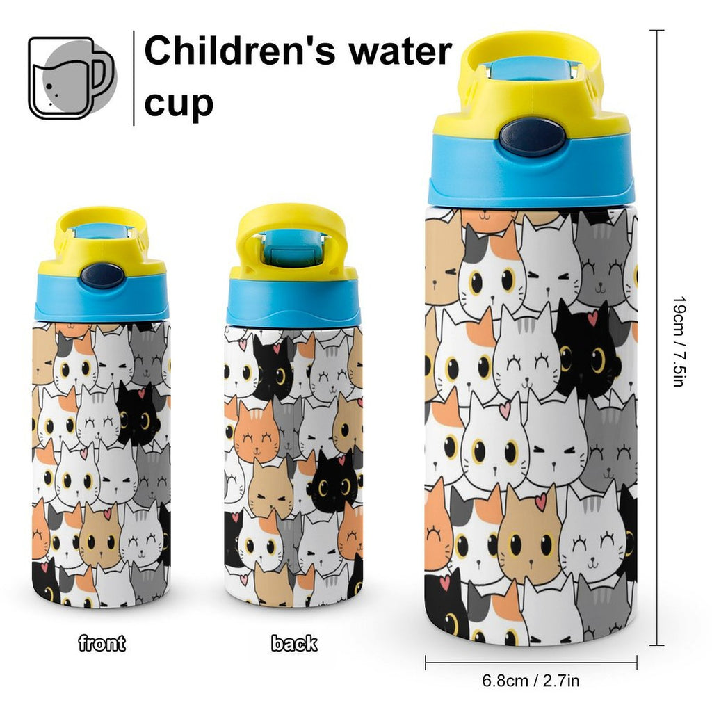Cat Crowd - Little Kids Water Bottle Little Kids Water Bottle animal Printed Offshore
