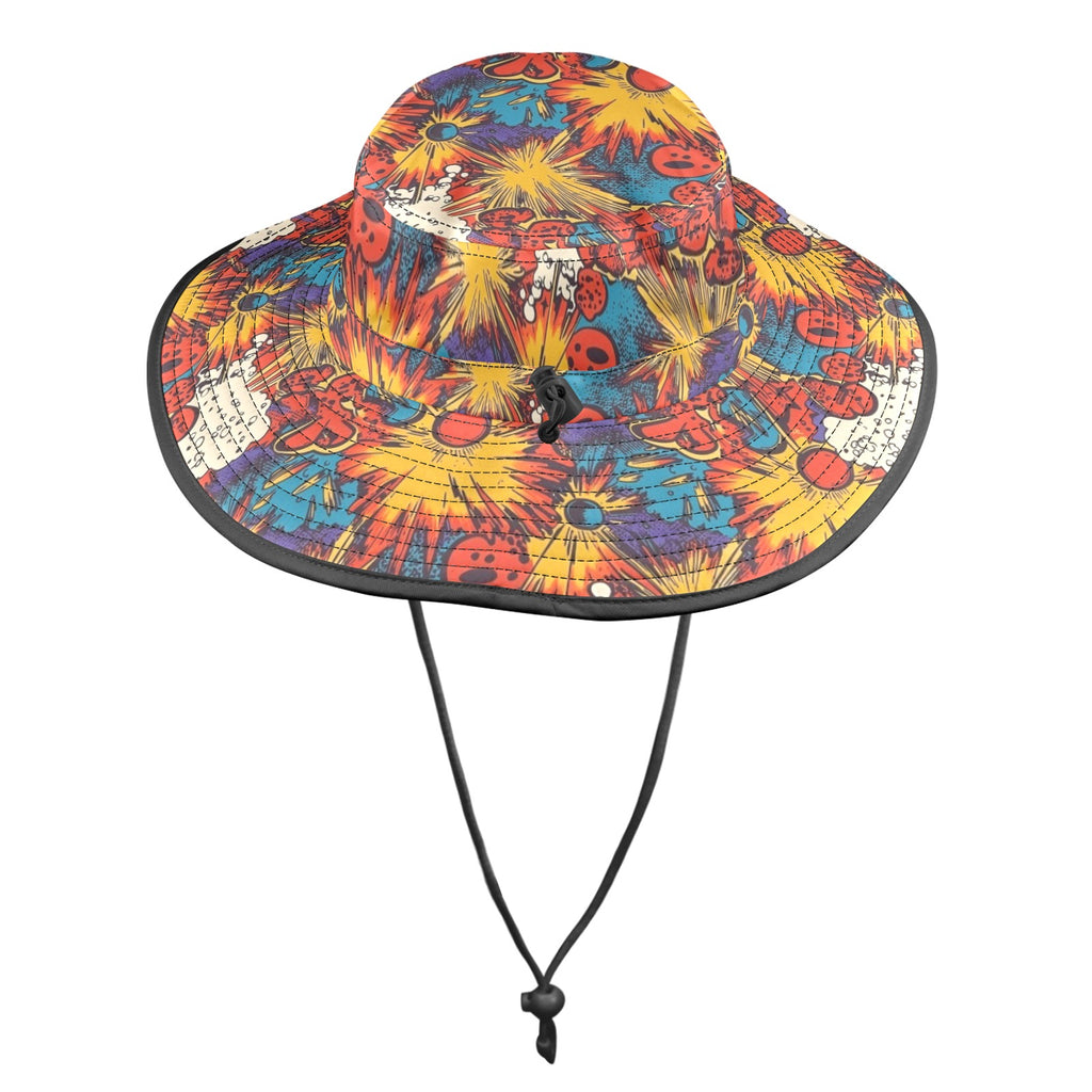 Comic Book Explosions Wide Brim Bucket Hat Wide Brim Bucket Hat comic Printed Offshore