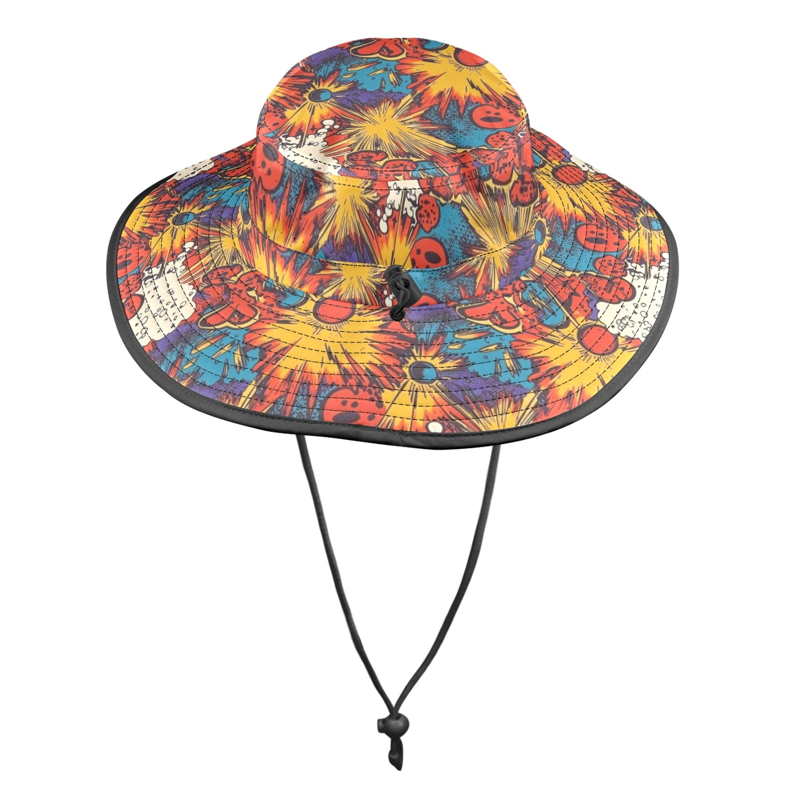 Comic Book Explosions Wide Brim Bucket Hat Wide Brim Bucket Hat comic Printed Offshore