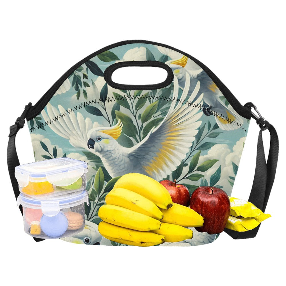 Cockatoo Neoprene Lunch Bag/Large (Model 1669) Neoprene Lunch Bag animal Printed Offshore