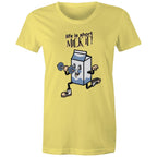 Life Is Short, Milk It - Womens T-shirt Yellow Womens T-shirt Fitness Printed In Australia