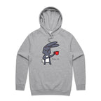 Wake Up, Coffee Rabbit - Mens Hoodie Grey Marle Mens Hoodie animal Coffee Printed In Australia