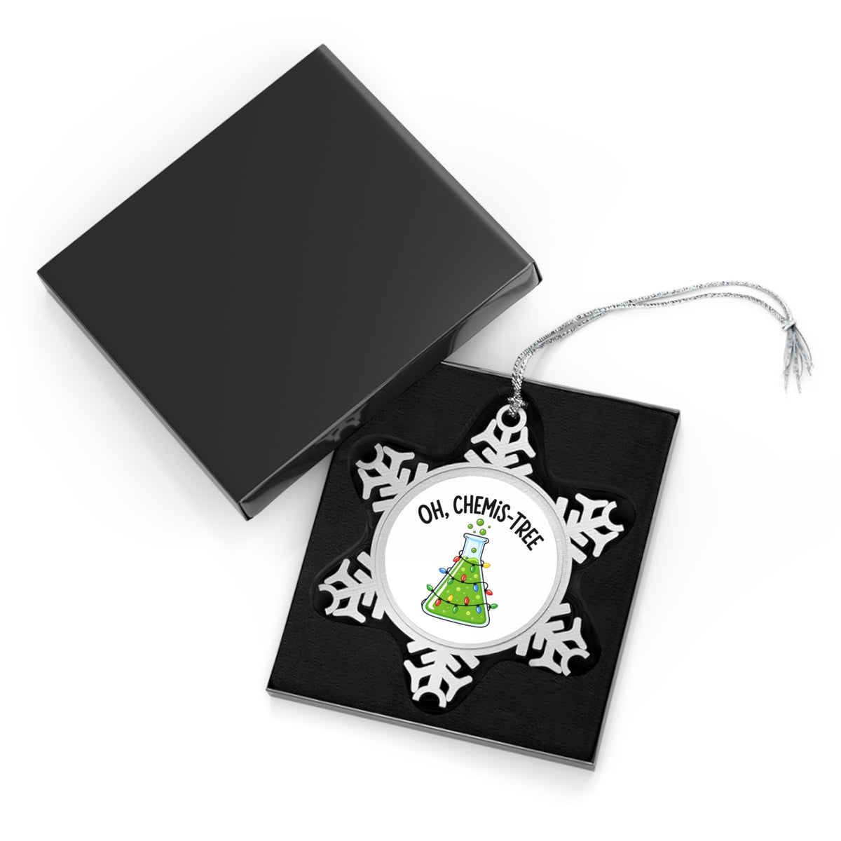 Oh, Chemis-Tree Chemistry Lab Pewter Snowflake Christmas Ornament