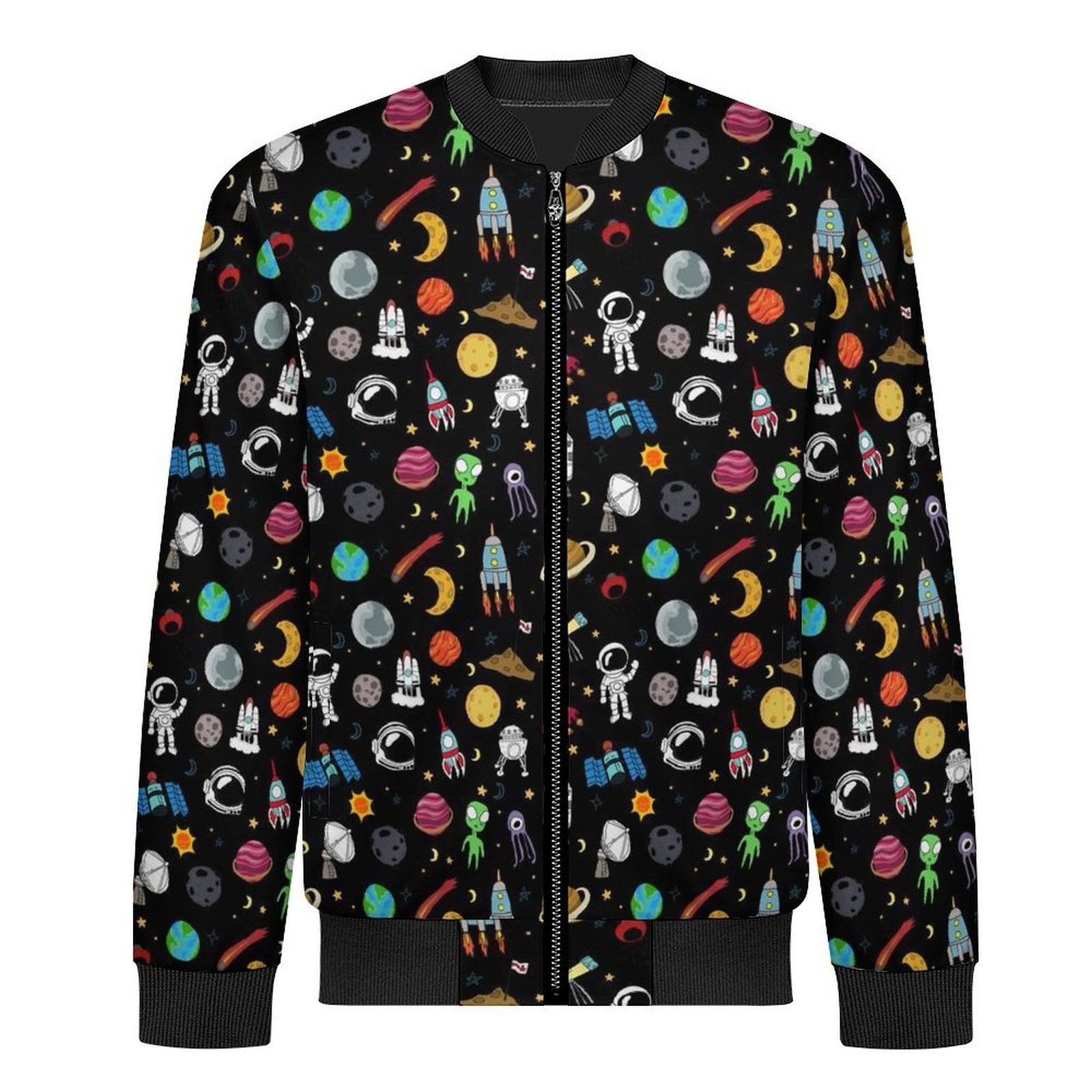 Fun Space Men's Casual Zip‑Up Bomber Jacket