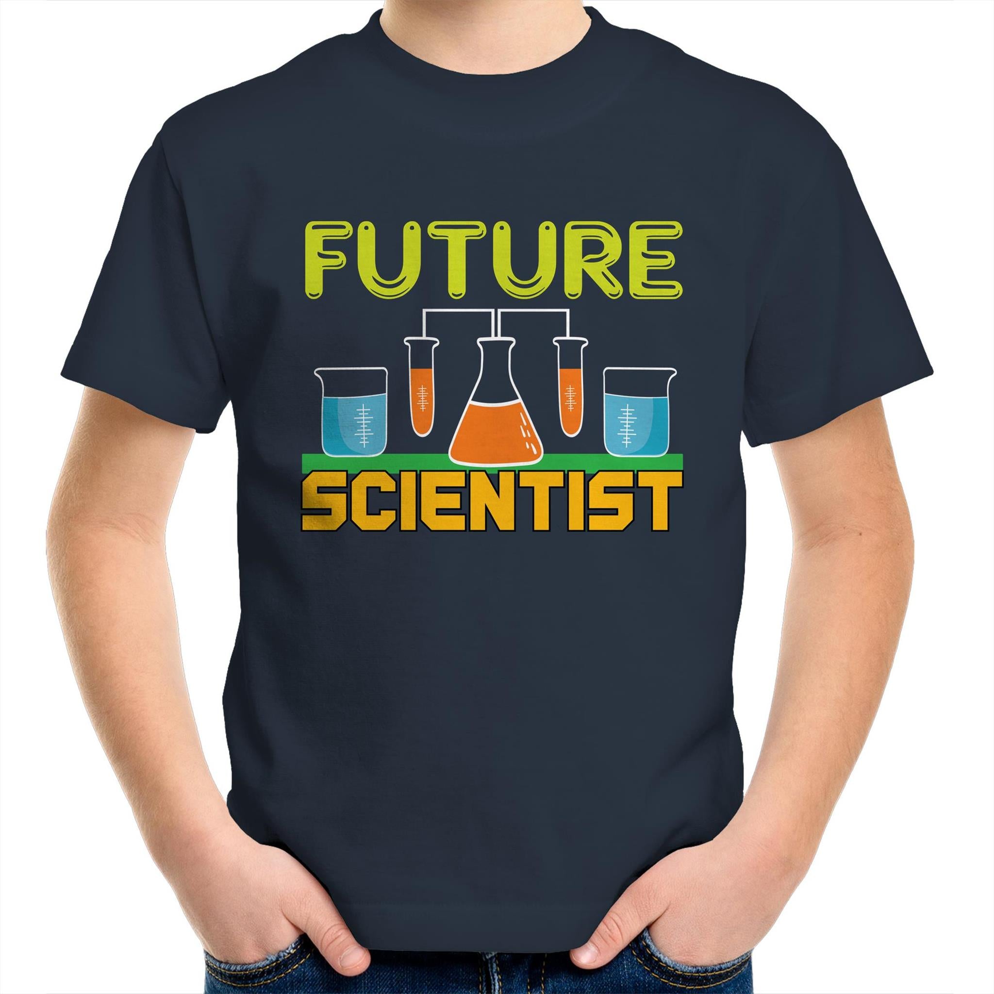 Future Scientist - Kids Youth T-Shirt Navy Kids Youth T-shirt Printed In Australia Science