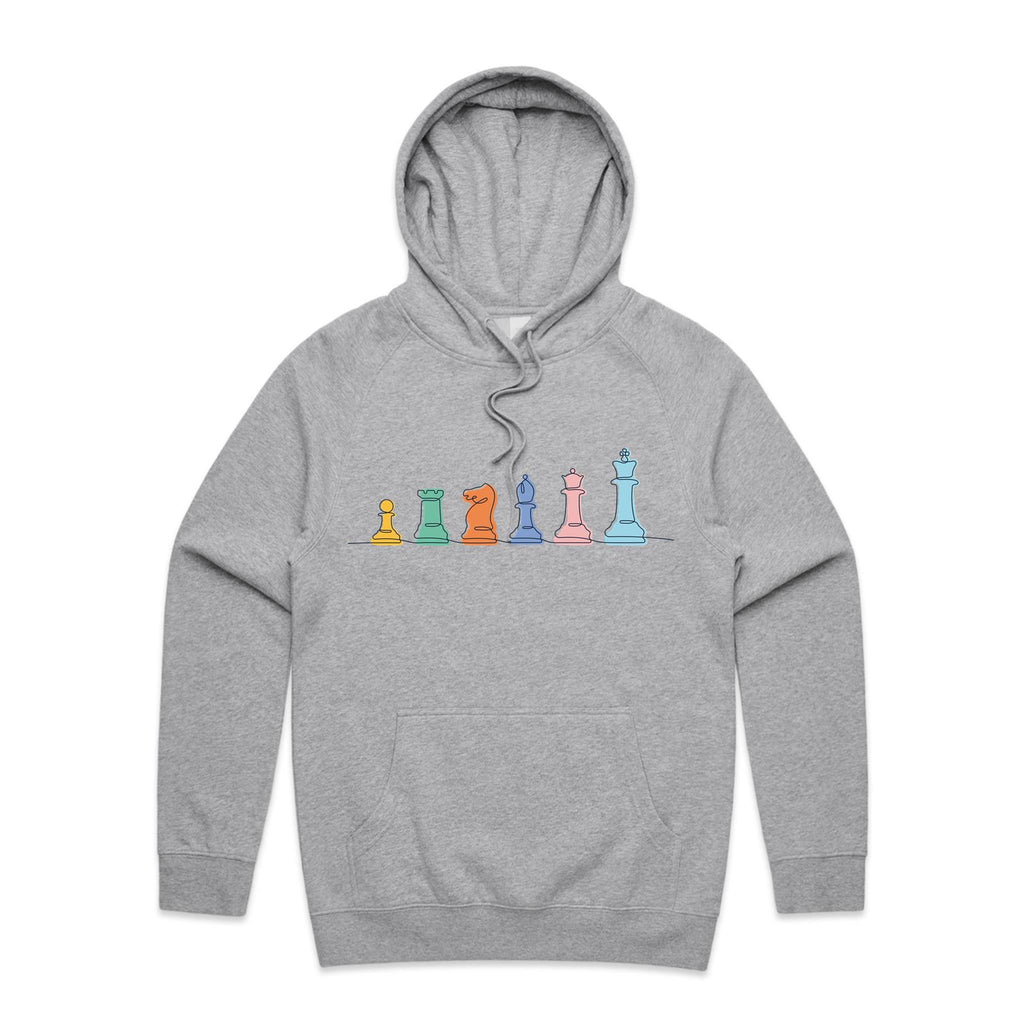 Chess - Mens Hoodie Grey Marle Mens Hoodie Chess Games Printed In Australia
