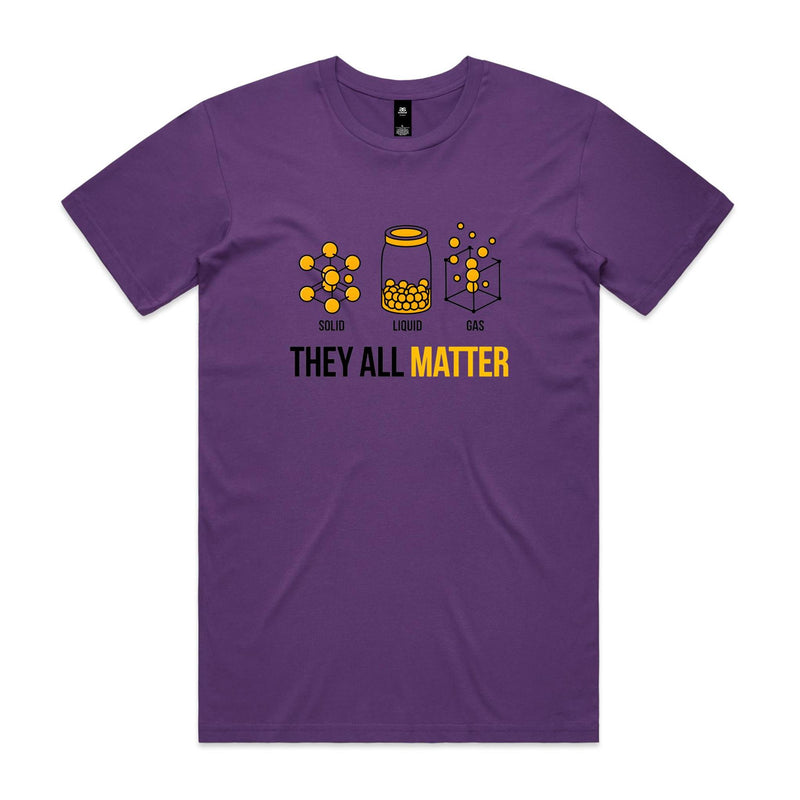 They All Matter Solid Liquid Gas Men's AS Colour T-shirt Purple Mens T-shirt Printed In Australia Science