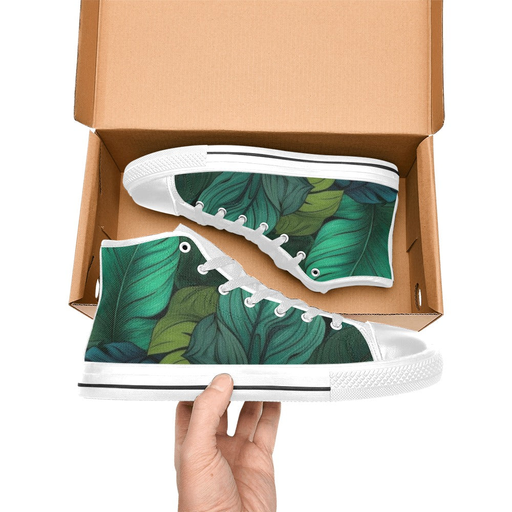 Tropical Leaves - Women's High Top Canvas Shoes