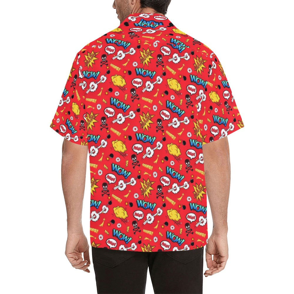 Comic Book Red - Mens Hawaiian Shirt