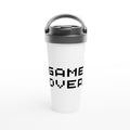 Game Over White 15oz Stainless Steel Travel Mug Default Title Travel Mug Games Globally Fulfilled
