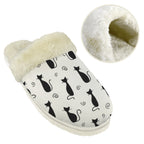 Black Cats Men's Fur Trim Thick-Sole Indoor Slippers Men's Fur Trimmed Slippers animal Printed Offshore