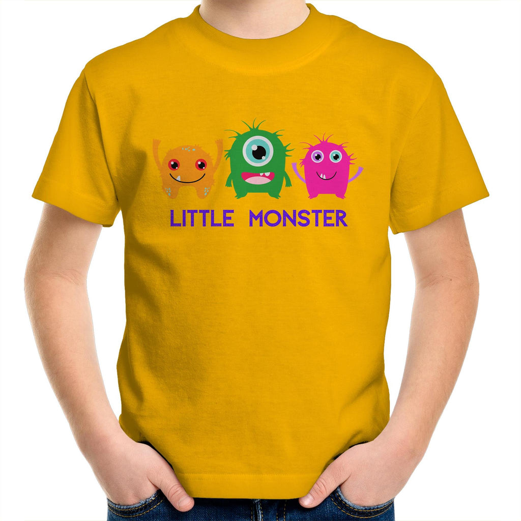 Little Monster - Kids Youth T-Shirt Gold Kids Youth T-shirt Printed In Australia Sci Fi