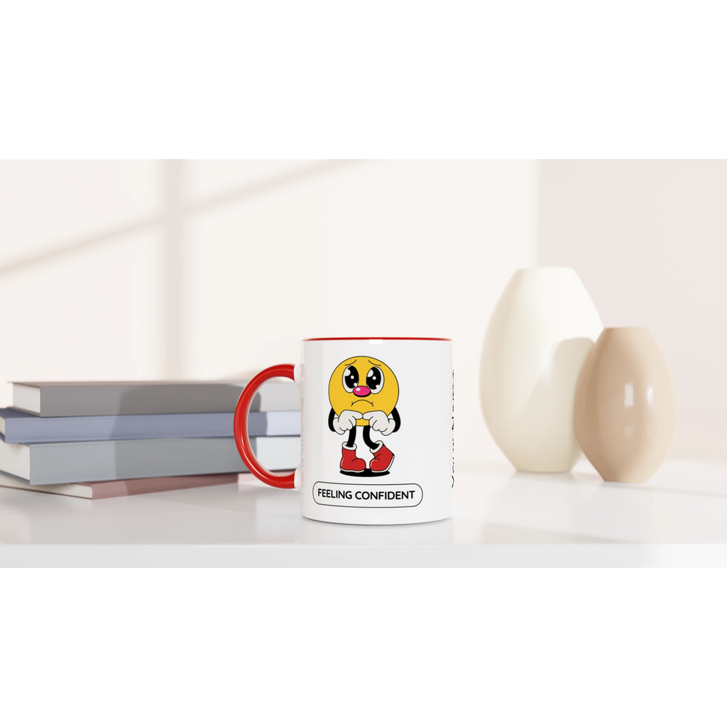 Personalised - Feeling Confident - White 11oz Ceramic Mug with Colour Inside Personalised 11oz Mug customise Globally Fulfilled personalise
