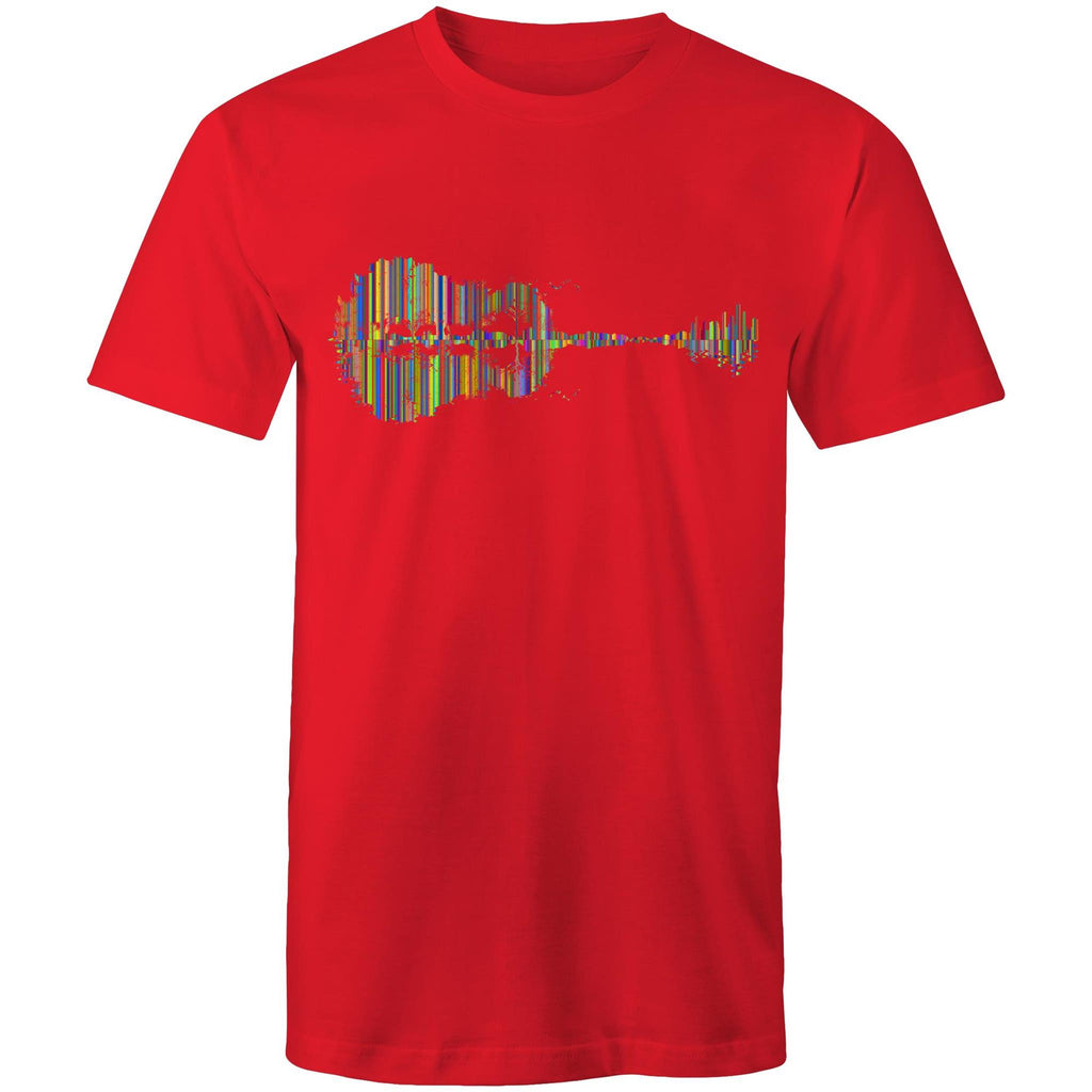 Guitar Reflection In Colour - Mens T-Shirt Red Mens T-shirt Music Printed In Australia