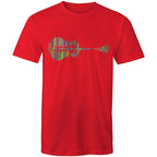 Guitar Reflection In Colour - Mens T-Shirt Red Mens T-shirt Music Printed In Australia