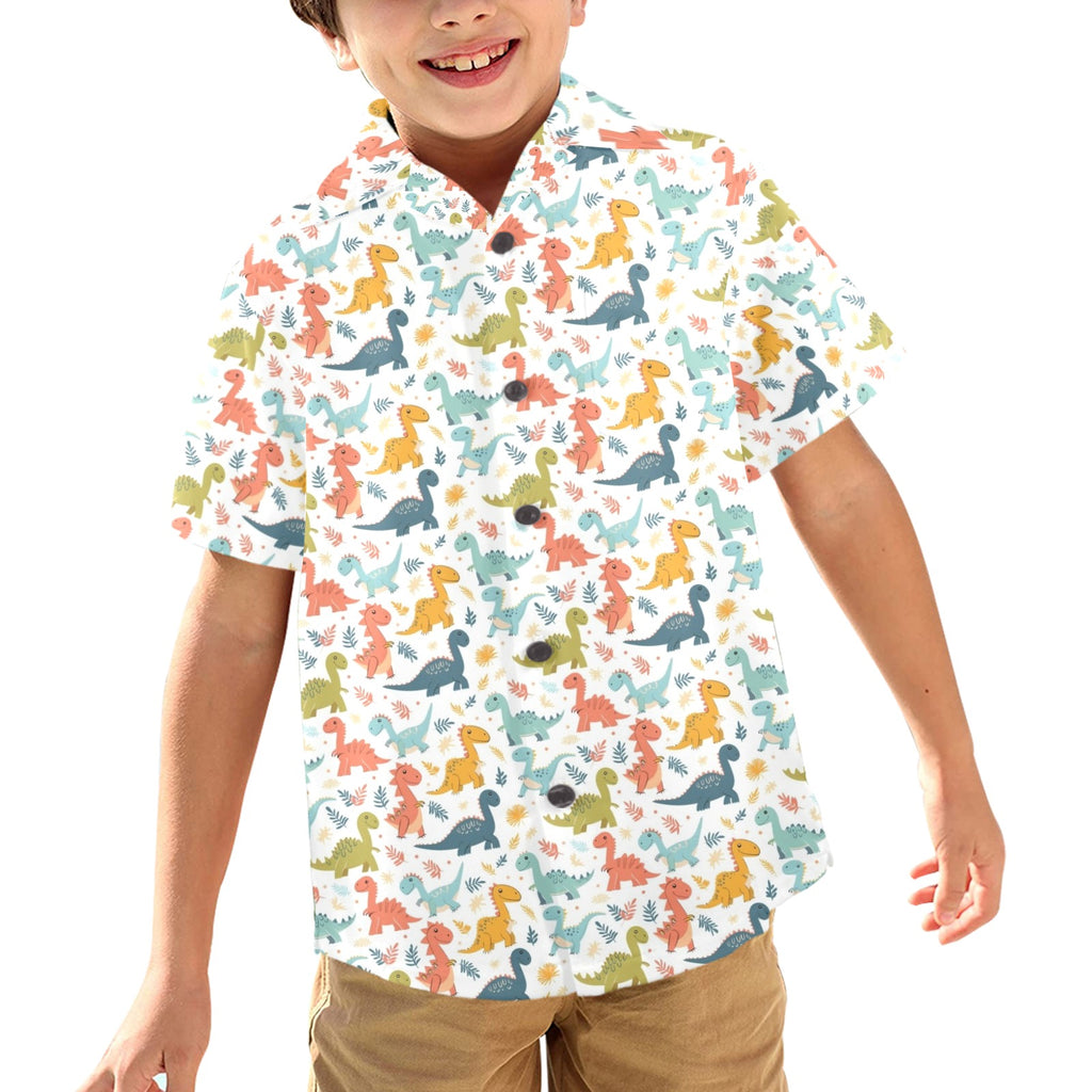 Cute Colourful Dinosaurs - Junior Kids Hawaiian Shirt