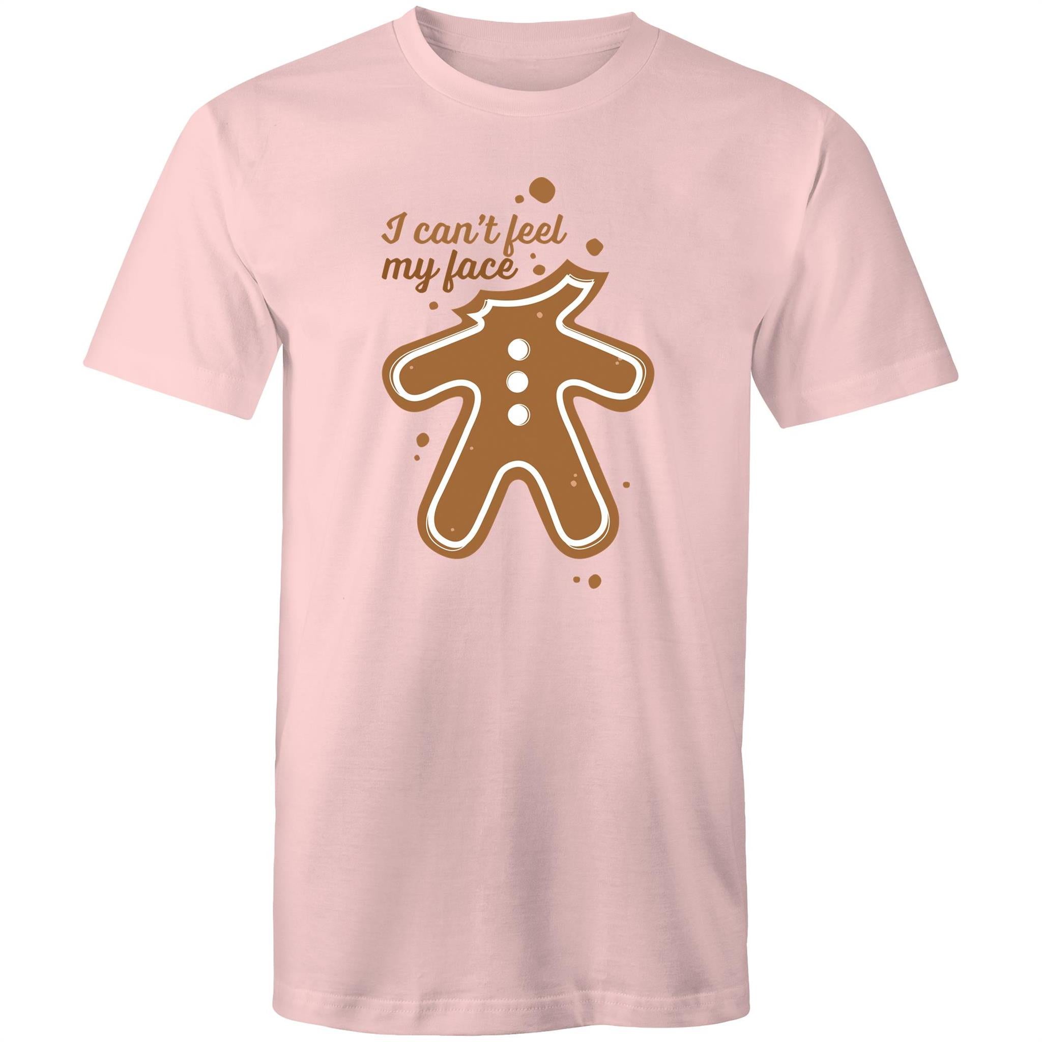 Gingerbread, I Can't Feel My Face - Mens T-Shirt Pink Mens Christmas T-shirt Christmas Printed In Australia
