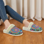 Paisley Women's Fur Trim Thick-Sole Indoor Slippers Women's Fur Trimmed Slippers Printed Offshore