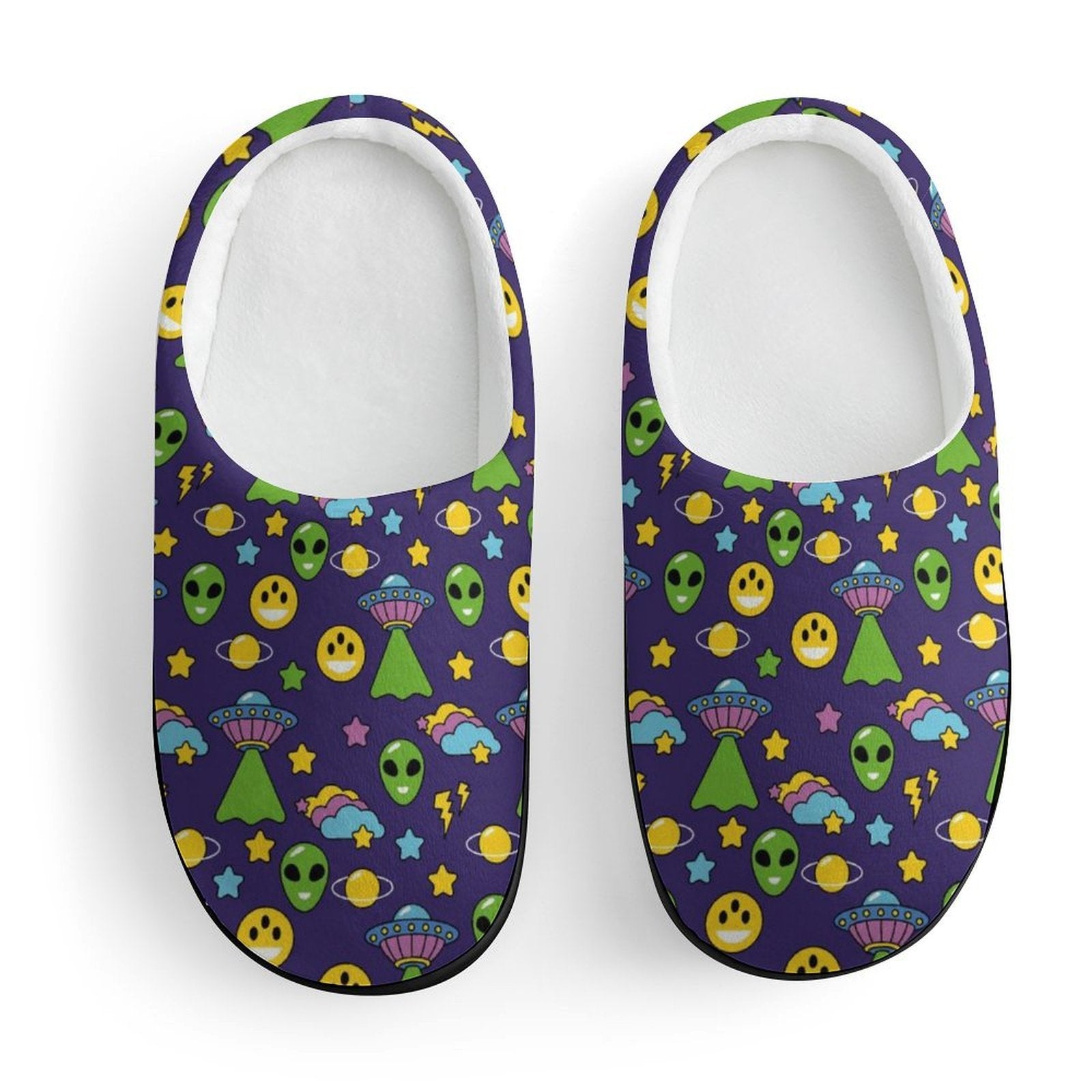 Groovy Alien And UFO Kids Cotton Slippers