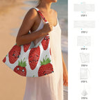 Strawberry Characters Beach Chair Towel Cover with Side Pockets