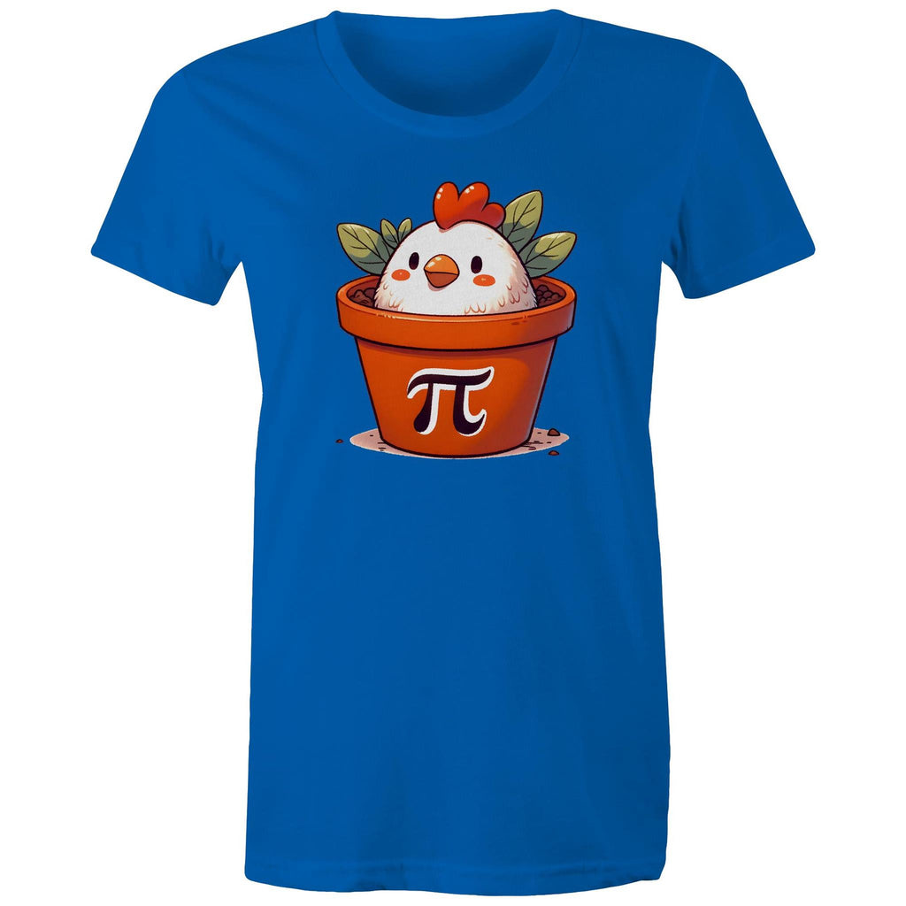 Chicken Pot Pi - Womens T-shirt Bright Royal Womens T-shirt animal Maths Printed In Australia
