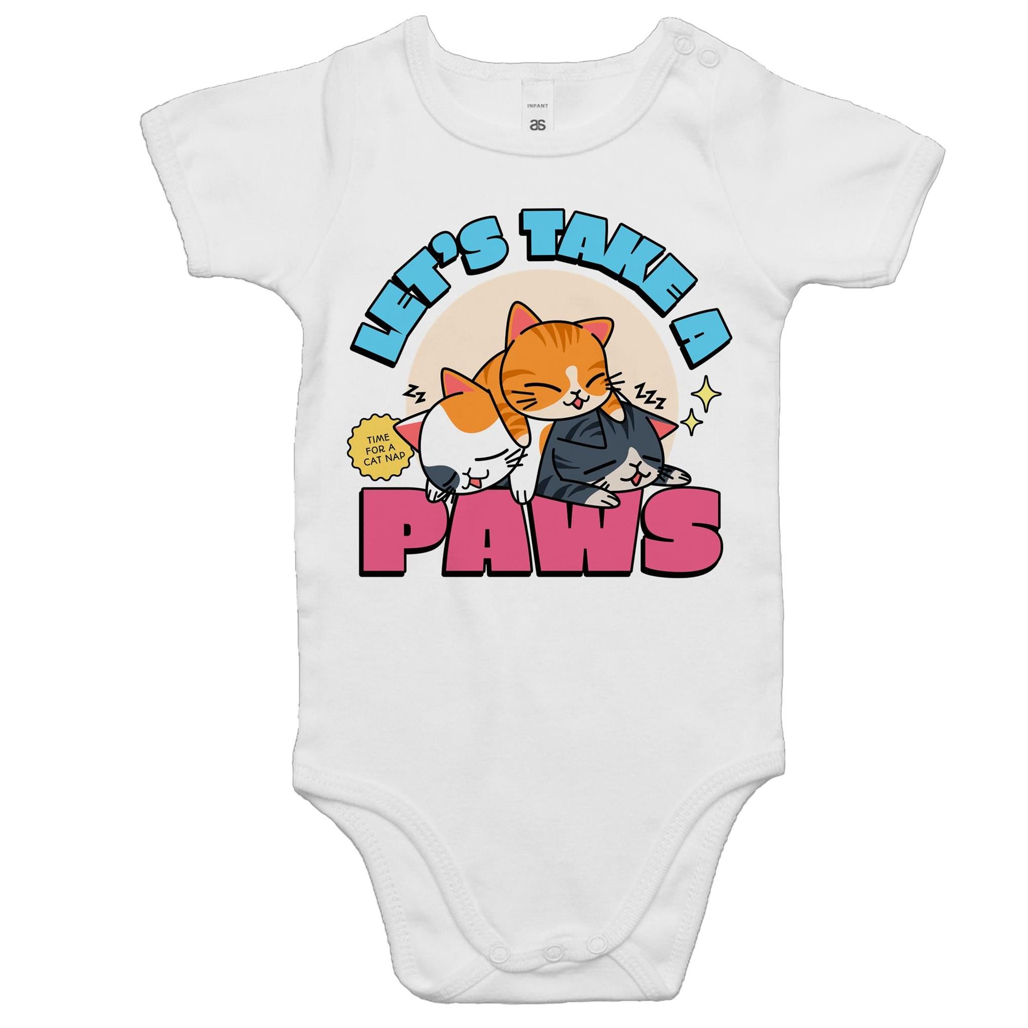 Let's Take A Paws, Cats - Baby Bodysuit White Baby Bodysuit Printed In Australia