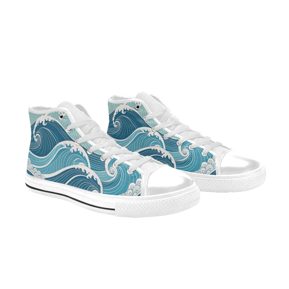 Ocean Waves - Men's High Top Canvas Shoes