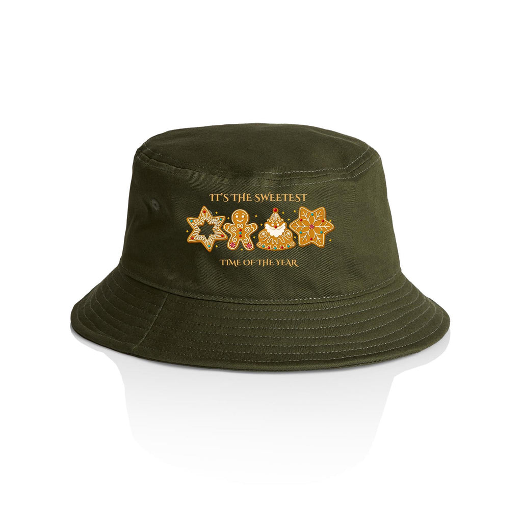 Gingerbread - Christmas AS Colour Bucket Hat Army One Size Christmas Bucket Hat Christmas Printed In Australia