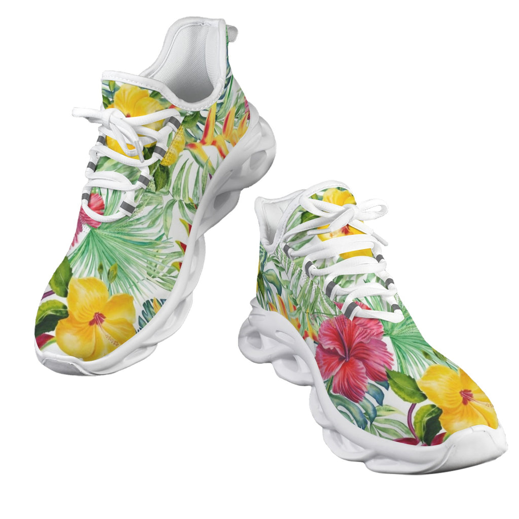 Tropical Flowers On White Women's Twisted Sole Sneakers