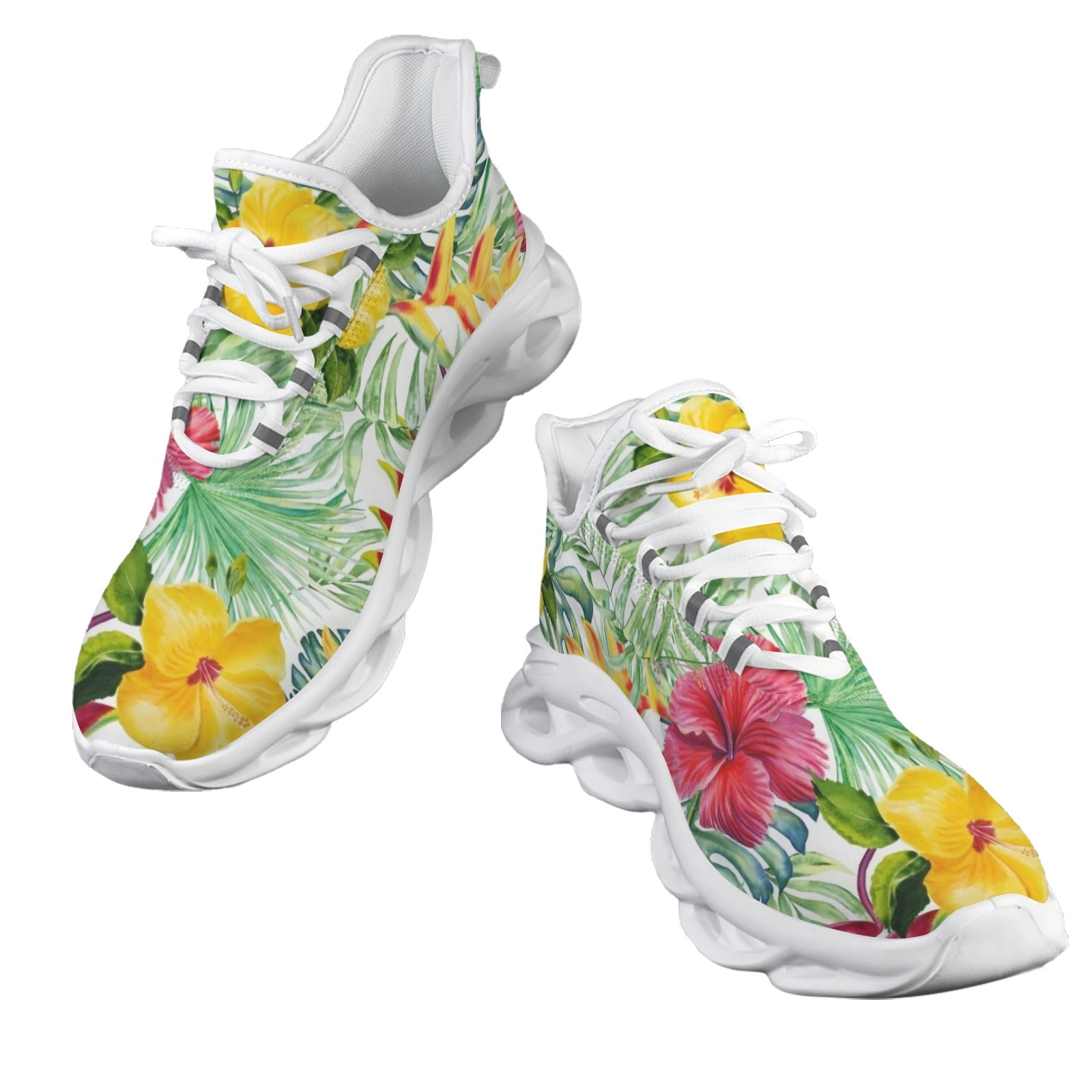Tropical Flowers On White Women's Twisted Sole Sneakers