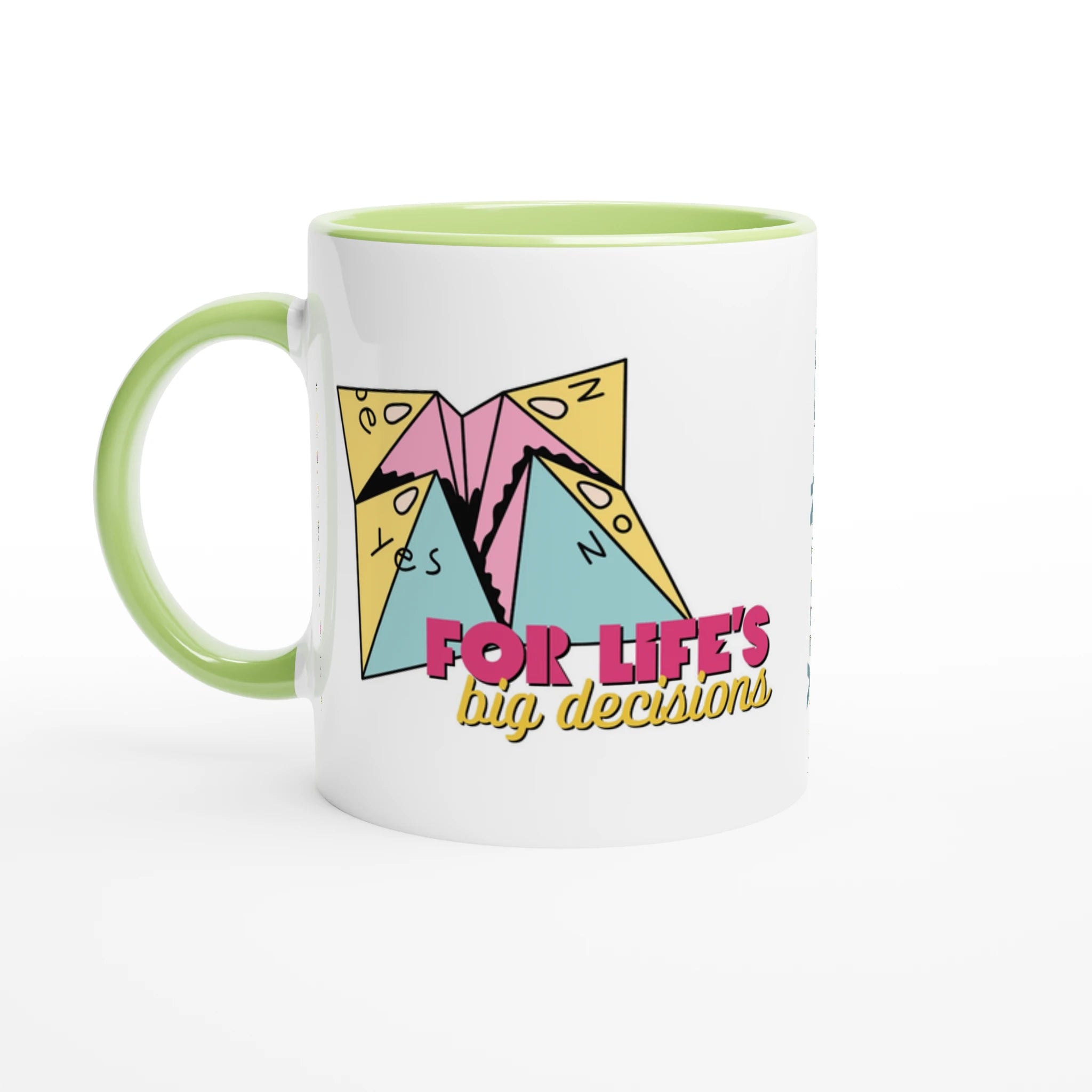 Personalised - For Life's Big Decisions - White 11oz Ceramic Mug with Colour Inside Ceramic Green Personalised 11oz Mug customise Games Globally Fulfilled personalise