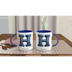 Blue Denim Initial - 11oz Ceramic Mug Personalised 11oz Mug customise Globally Fulfilled Initial Name personalise