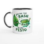 You're The Basil To My Pesto, Valentine - White 11oz Ceramic Mug with Colour Inside Ceramic Black Colour 11oz Mug Food Globally Fulfilled Love