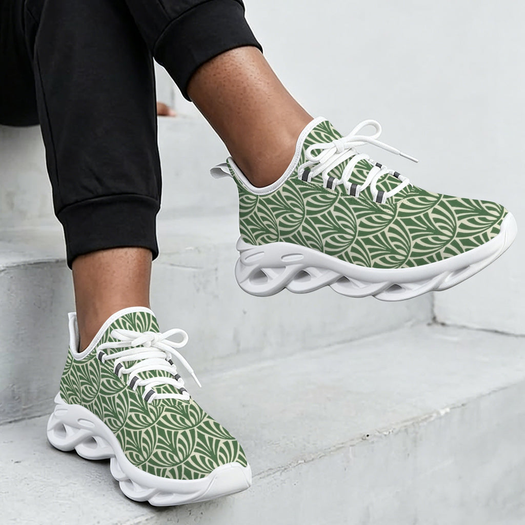 Green Pattern Women's Twisted Sole Sneakers