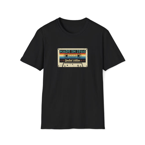 60th Birthday Made in 1966 Cassette Tape Unisex T-Shirt Black Unisex Adult T-shirt Birthday Globally Fulfilled