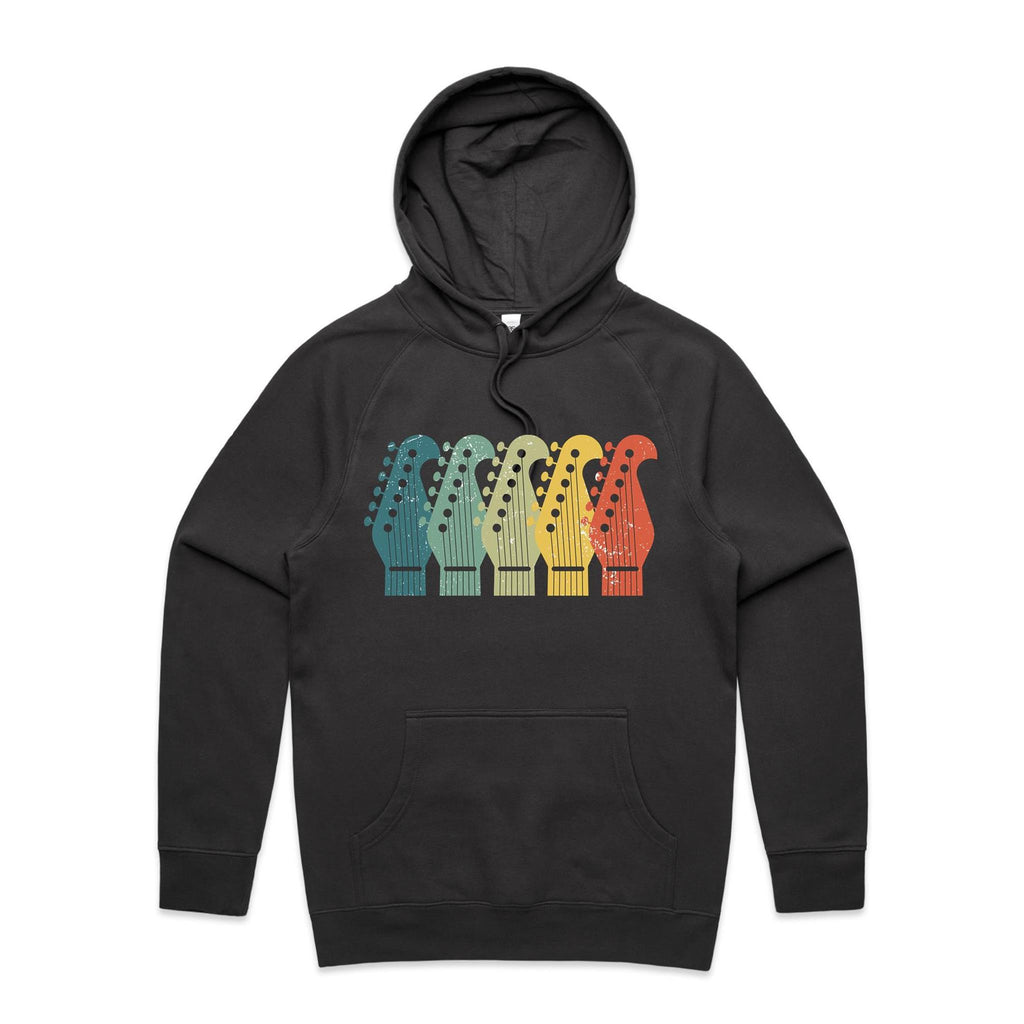 Vintage Guitar Headstock - Mens Hoodie Coal Mens Hoodie Music Printed In Australia
