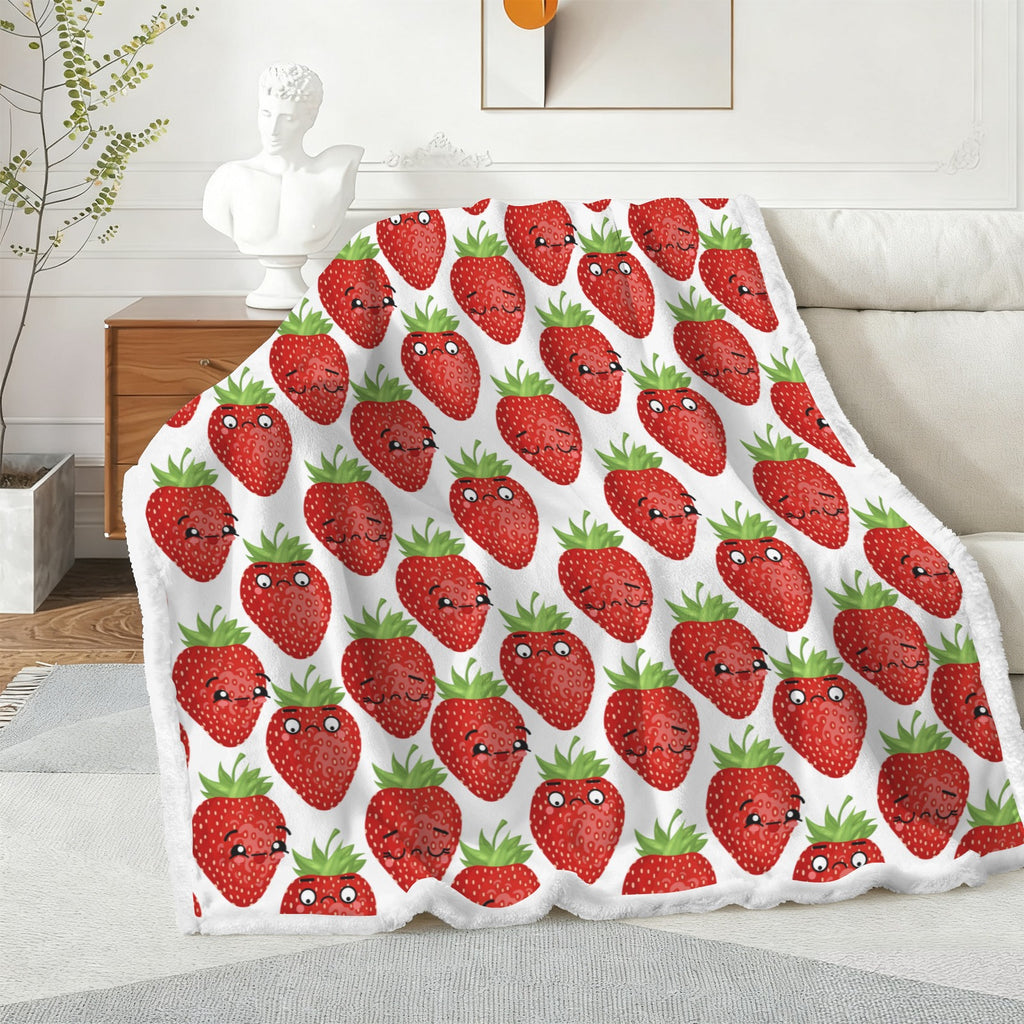 Strawberry Characters - Double-Layer Fleece Blanket 51"x59"