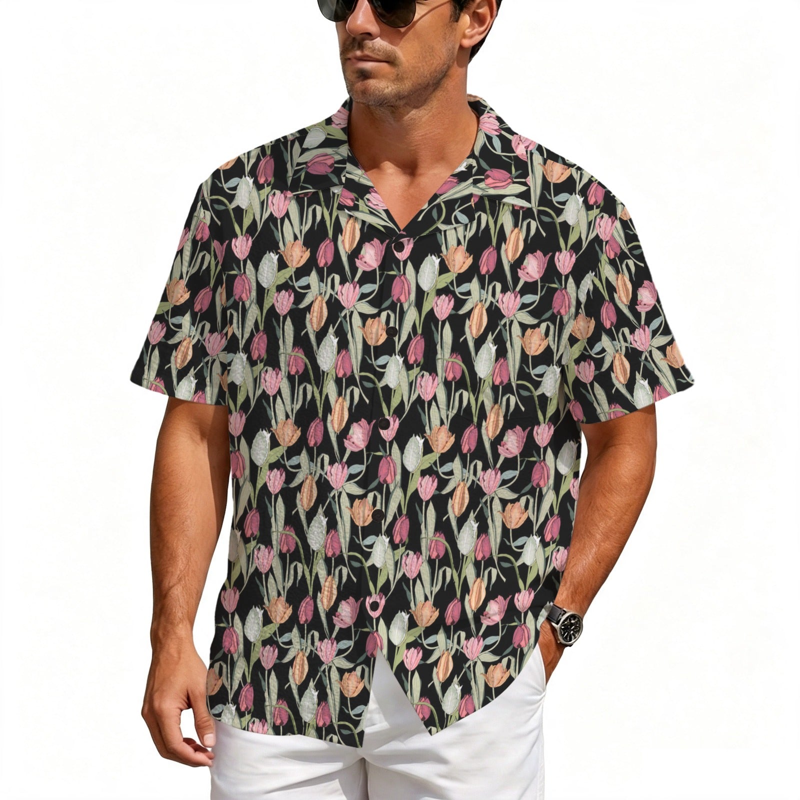 Tulips Men's Crinkle Hawaiian Shirt